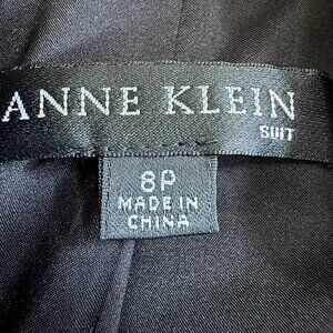 Anne Klein Black Wool-Blend Stand Collar Blazer–Shirred Bodice, Snap Waist - 8P